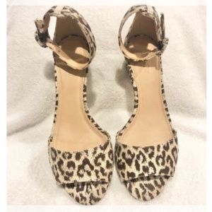J. Crew leopard print ankle strap wedge sandals. Size 7